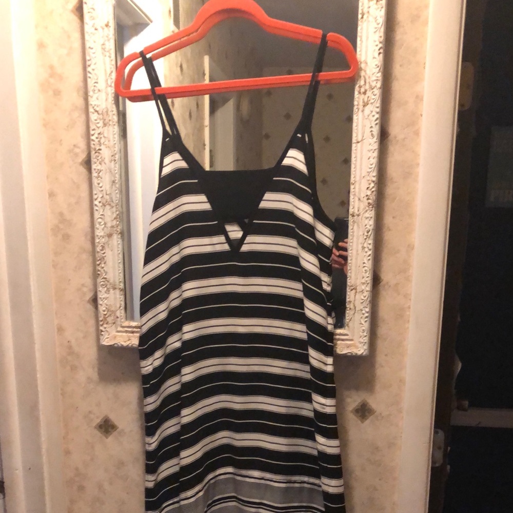 Black and white striped dress, ankle length, lg
